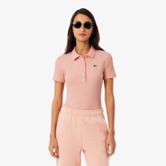 Slim Fit L.12.D ribbad bomullspikétröja för dam
