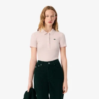 Slim Fit L.12.D ribbad bomullspikétröja för dam