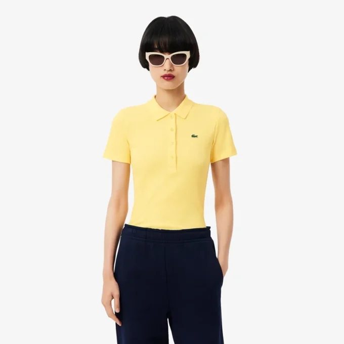 Slim Fit L.12.D ribbad bomullspikétröja för dam