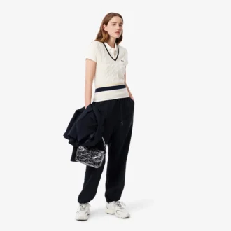 Slim Fit L.12.D ribbad bomullspikétröja för dam