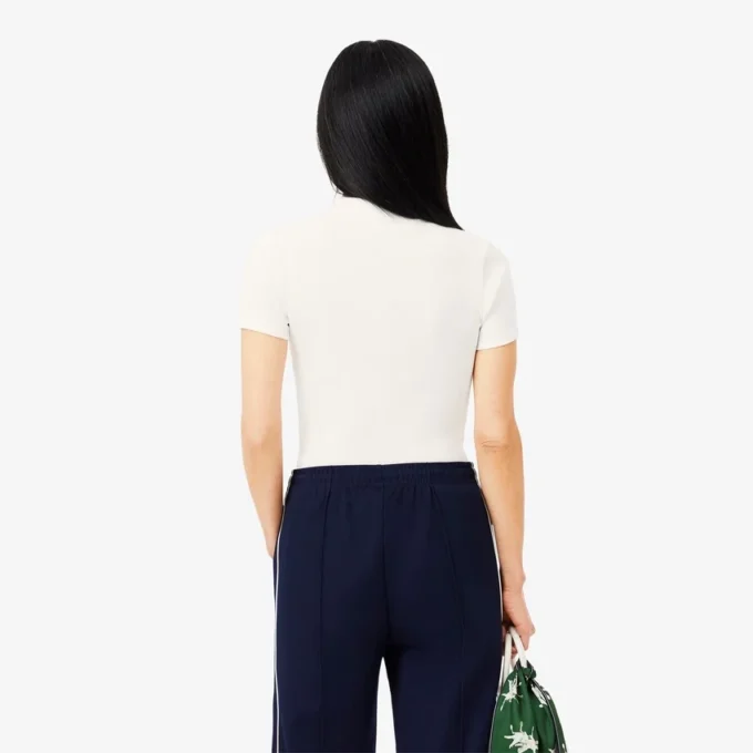 Slim Fit L.12.D ribbad bomullspikétröja för dam