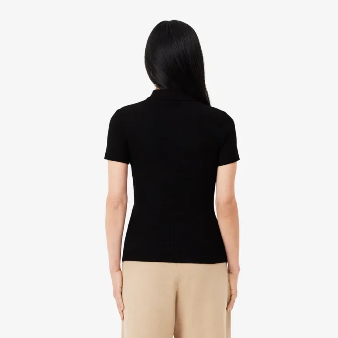 Slim Fit L.12.D ribbad bomullspikétröja för dam Slim Fit L.12.D ribbad bomullspikétröja för dam