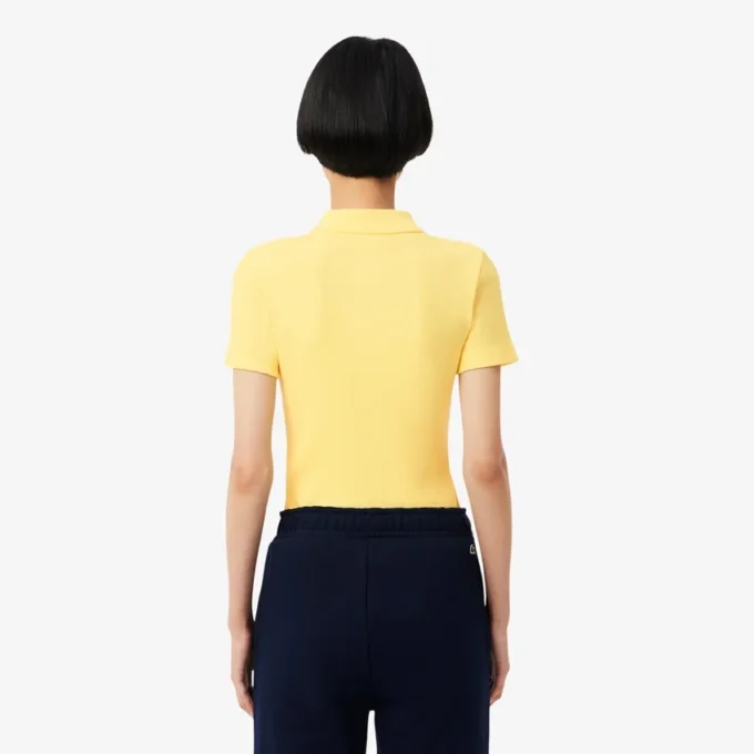 Slim Fit L.12.D ribbad bomullspikétröja för dam