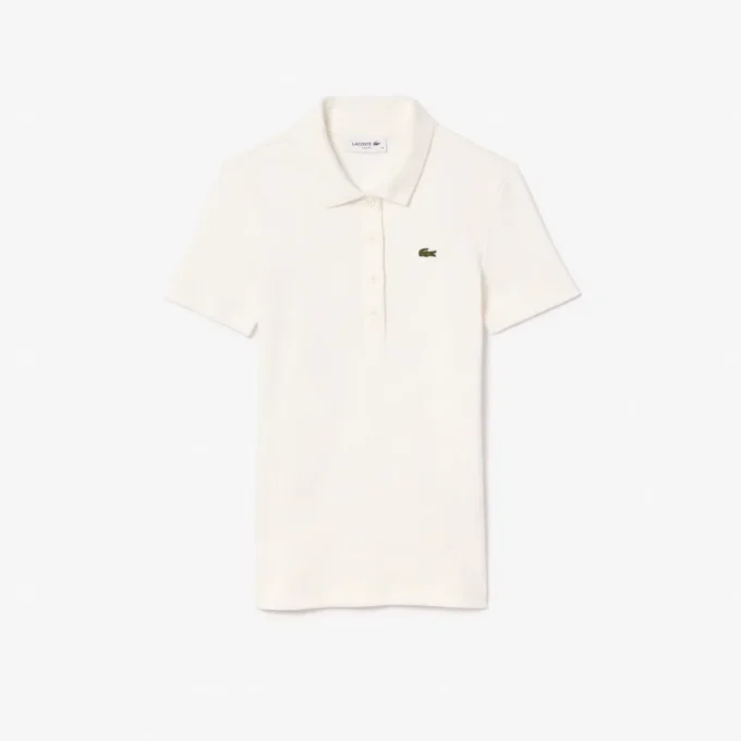 Slim Fit L.12.D ribbad bomullspikétröja för dam