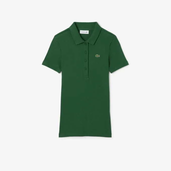 Slim Fit L.12.D ribbad bomullspikétröja för dam Slim Fit L.12.D ribbad bomullspikétröja för dam