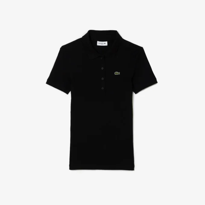 Slim Fit L.12.D ribbad bomullspikétröja för dam Slim Fit L.12.D ribbad bomullspikétröja för dam