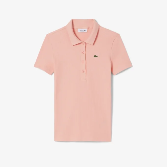 Slim Fit L.12.D ribbad bomullspikétröja för dam Slim Fit L.12.D ribbad bomullspikétröja för dam