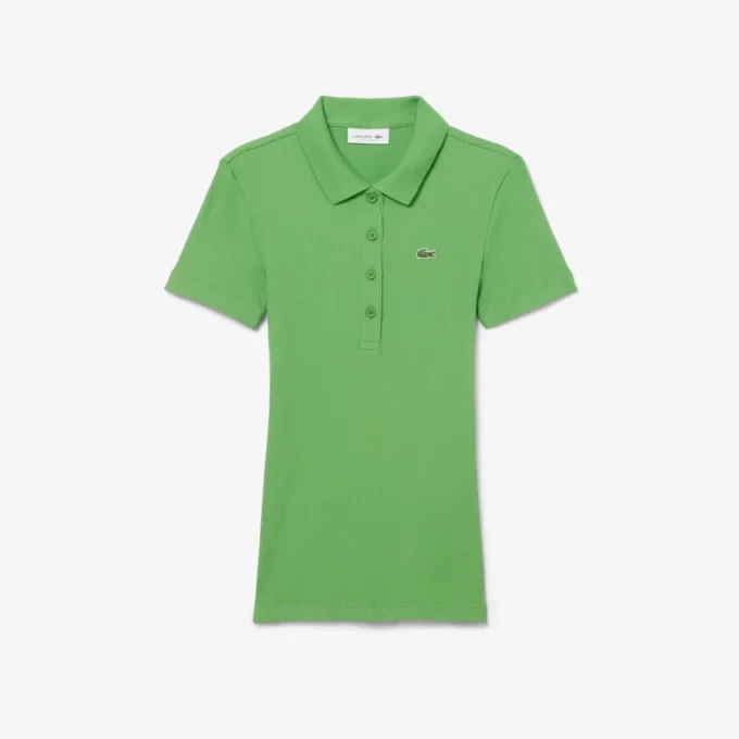Slim Fit L.12.D ribbad bomullspikétröja för dam Slim Fit L.12.D ribbad bomullspikétröja för dam