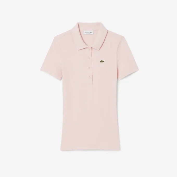 Slim Fit L.12.D ribbad bomullspikétröja för dam Slim Fit L.12.D ribbad bomullspikétröja för dam