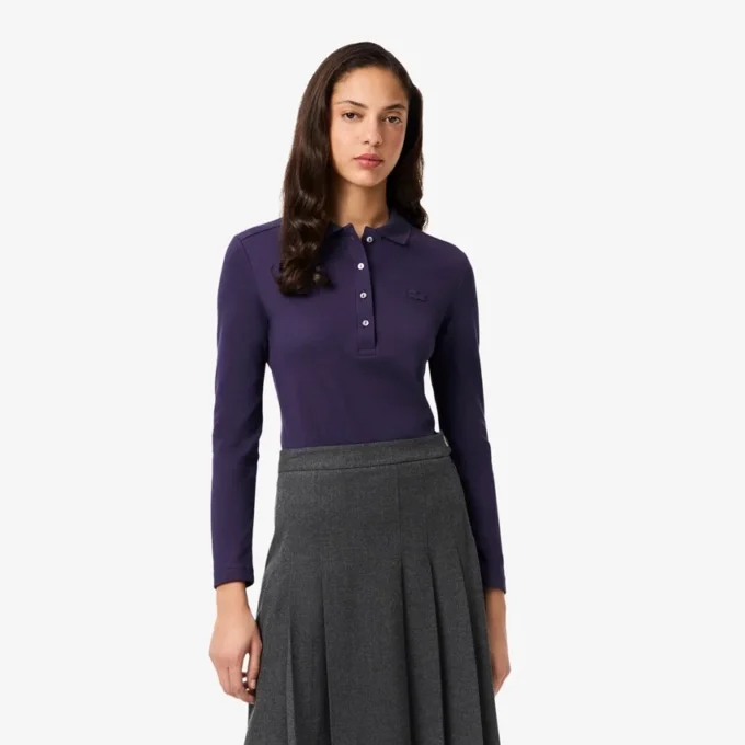 Slim fit L.12.D stretch-minipiqua-pikétröja för dam