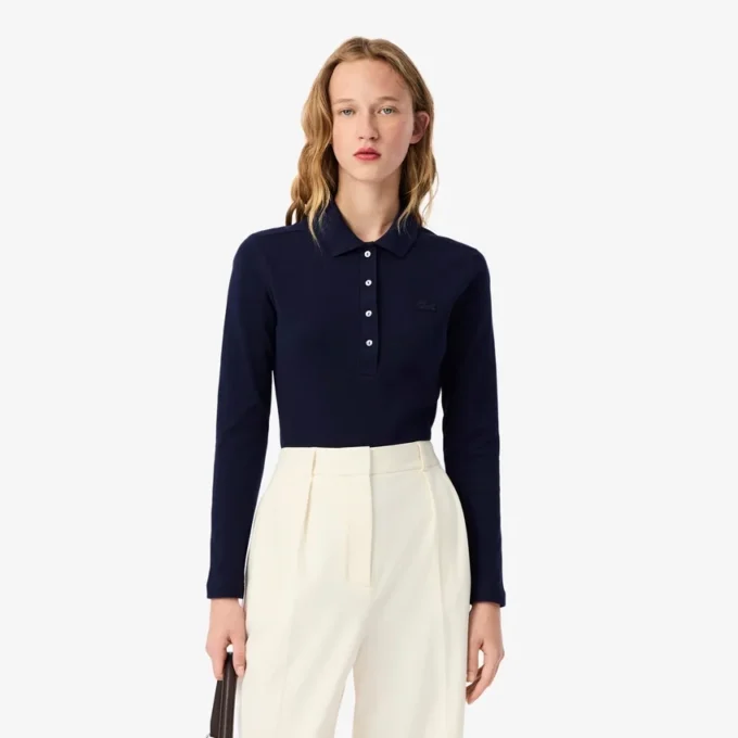 Slim fit L.12.D stretch-minipiqua-pikétröja för dam Slim fit L.12.D stretch-minipiqua-pikétröja för dam