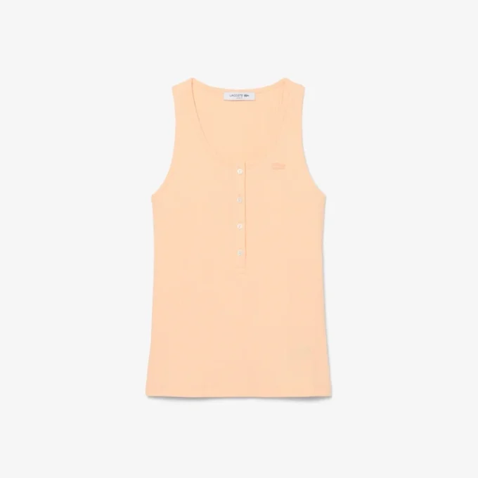 Slim fit-linne i ribbad bomull Slim fit-linne i ribbad bomull