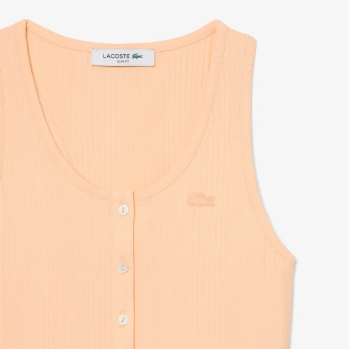 Slim fit-linne i ribbad bomull Slim fit-linne i ribbad bomull