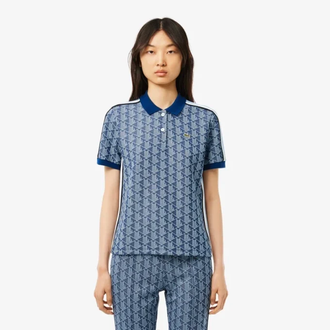 Slim Fit Monogram-pikétröja för dam Slim Fit Monogram-pikétröja för dam