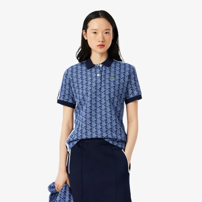Slim Fit Monogram-pikétröja för dam Slim Fit Monogram-pikétröja för dam