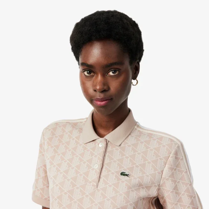 Slim Fit Monogram-pikétröja för dam Slim Fit Monogram-pikétröja för dam