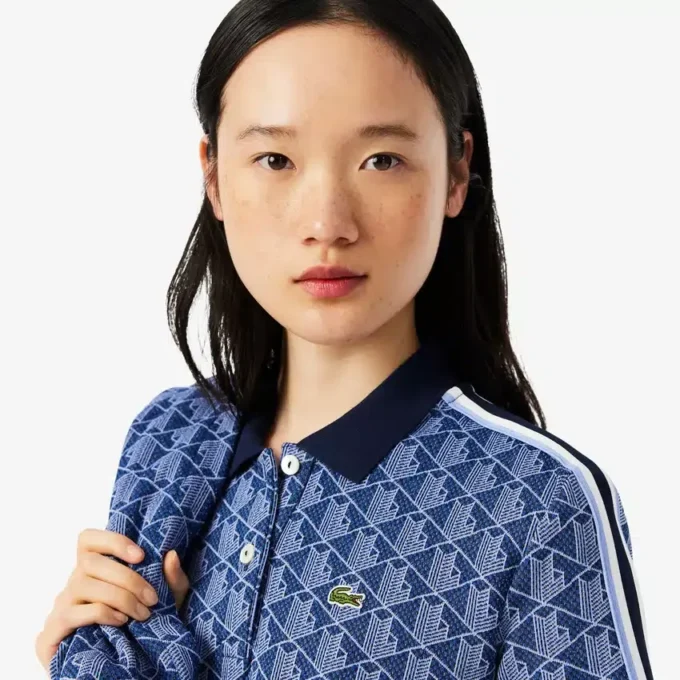 Slim Fit Monogram-pikétröja för dam Slim Fit Monogram-pikétröja för dam
