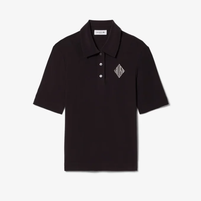 Slim fit-pikétröja med broderi