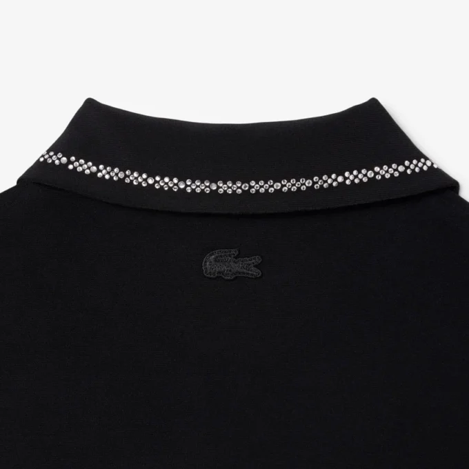 Slim fit-pikétröja med diamantmönster och krokodilkrage för dam Slim fit-pikétröja med diamantmönster och krokodilkrage för dam