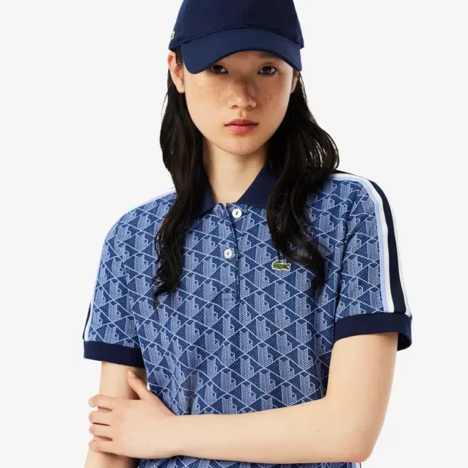 Slim Fit-pikétröja med monogram för dam