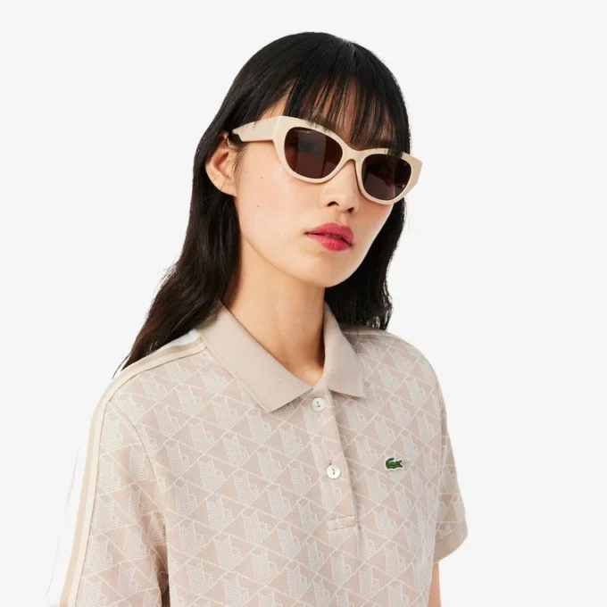 Slim Fit-pikétröja med monogram för dam