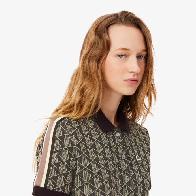 Slim Fit-pikétröja med monogram för dam