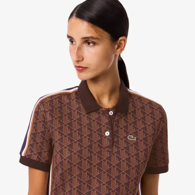 Slim Fit-pikétröja med monogram för dam