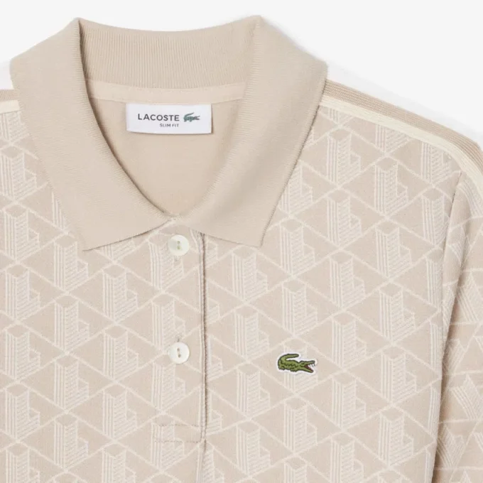 Slim Fit-pikétröja med monogram för dam