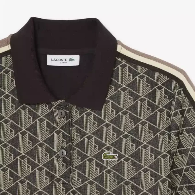Slim Fit-pikétröja med monogram för dam