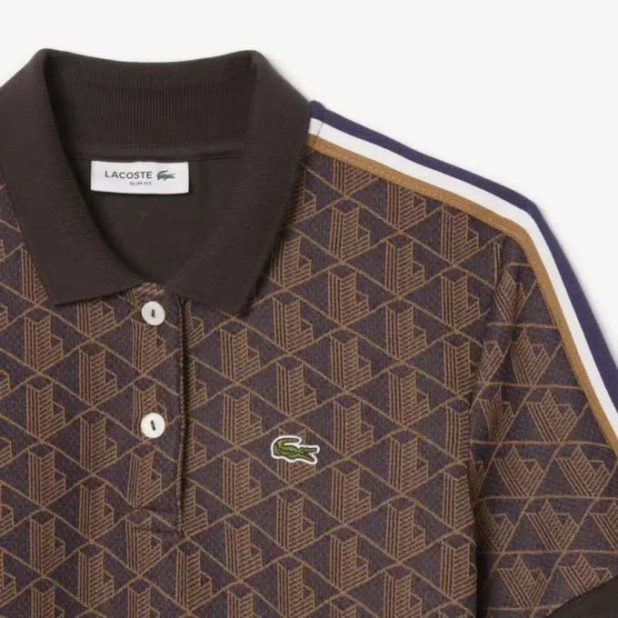 Slim Fit-pikétröja med monogram för dam