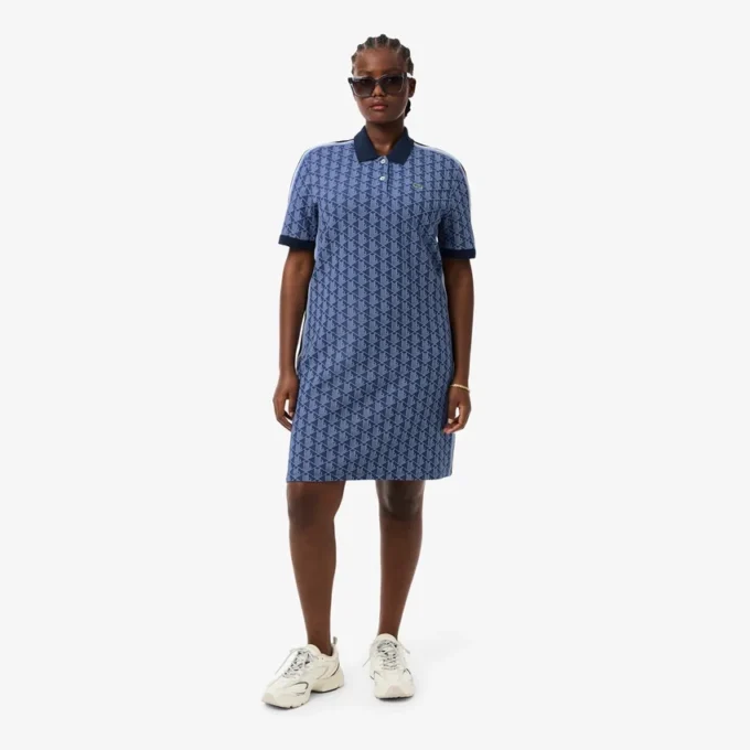 Slim Fit-pikétröja med monogram för dam