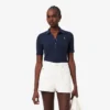 Slim fit-pikétröja med Pointelle-mönster och L.12.D-logotyp för dam Slim fit-pikétröja med Pointelle-mönster och L.12.D-logotyp för dam