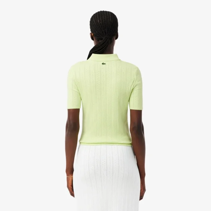 Slim fit-pikétröja med Pointelle-mönster och L.12.D-logotyp för dam