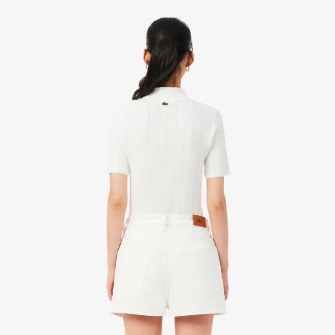Slim fit-pikétröja med Pointelle-mönster och L.12.D-logotyp för dam