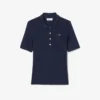 Slim fit-pikétröja med Pointelle-mönster och L.12.D-logotyp för dam Slim fit-pikétröja med Pointelle-mönster och L.12.D-logotyp för dam