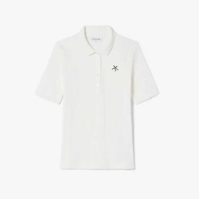 Slim fit-pikétröja med Pointelle-mönster och L.12.D-logotyp för dam