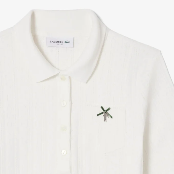 Slim fit-pikétröja med Pointelle-mönster och L.12.D-logotyp för dam