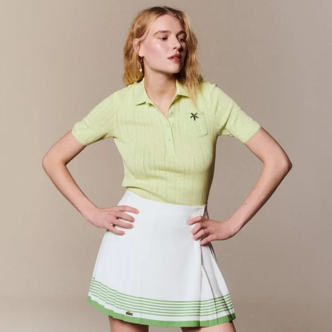 Slim fit-pikétröja med Pointelle-mönster och L.12.D-logotyp för dam
