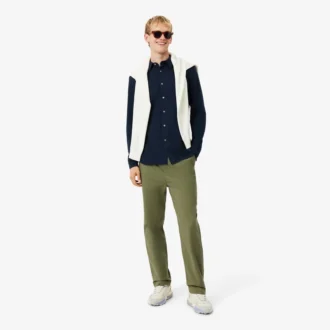 Slim fit-skjorta i bomullspiqué för herr