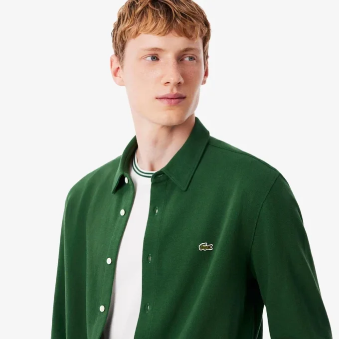 Slim fit-skjorta i bomullspiqué för herr Slim fit-skjorta i bomullspiqué för herr