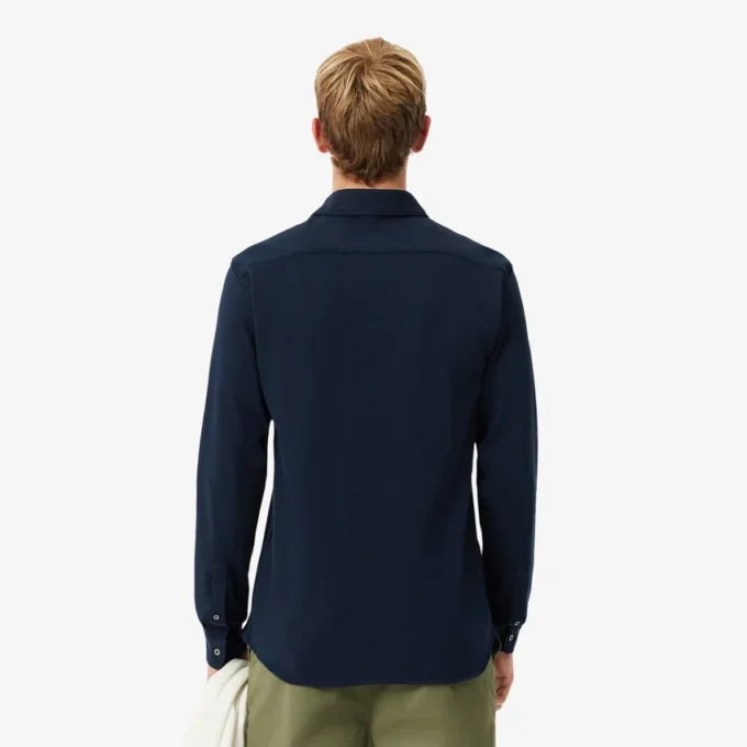 Slim fit-skjorta i bomullspiqué för herr