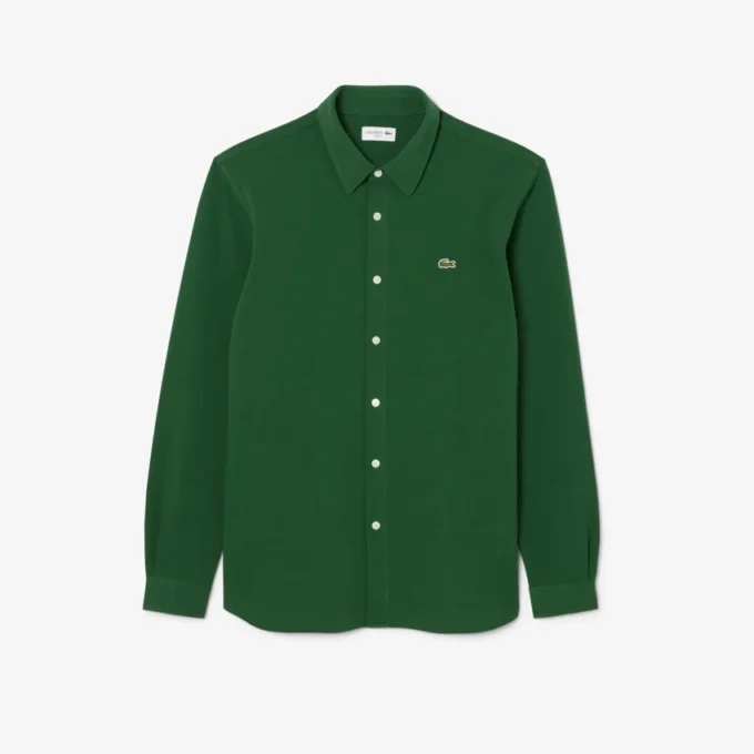 Slim fit-skjorta i bomullspiqué för herr Slim fit-skjorta i bomullspiqué för herr