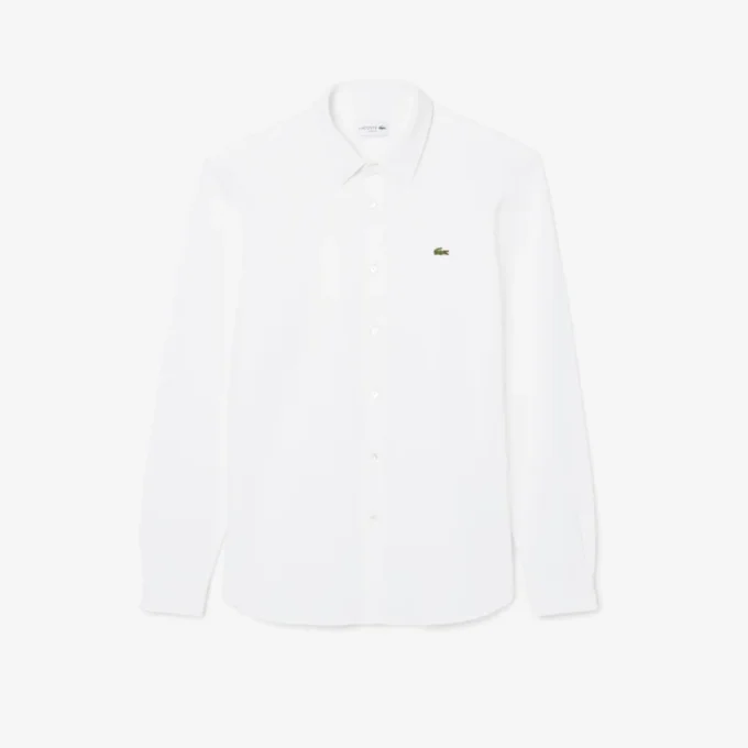 Slim fit-skjorta i bomullspiqué för herr Slim fit-skjorta i bomullspiqué för herr