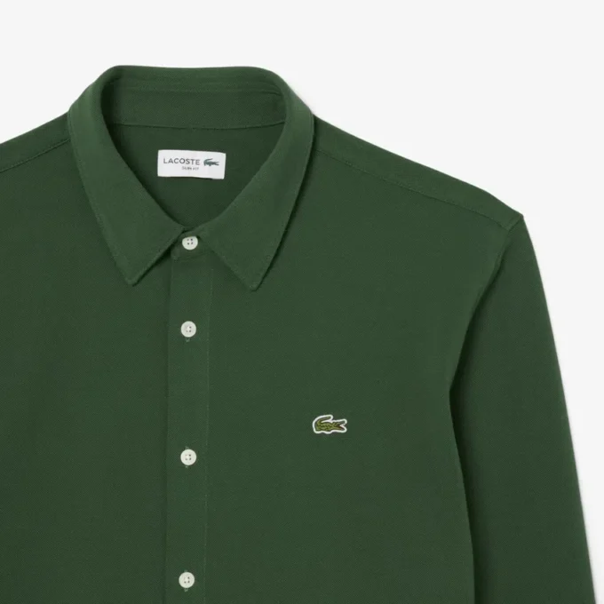 Slim fit-skjorta i bomullspiqué för herr Slim fit-skjorta i bomullspiqué för herr