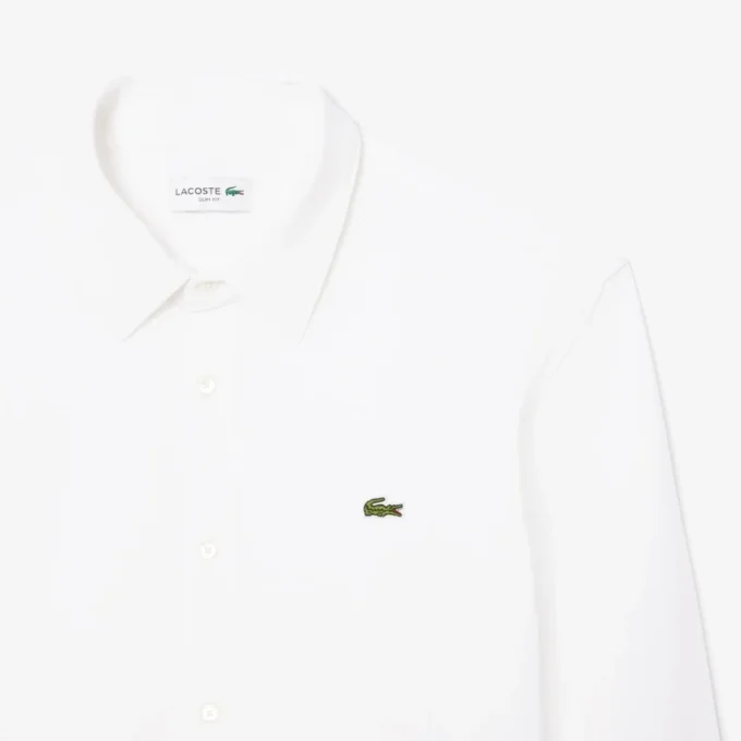 Slim fit-skjorta i bomullspiqué för herr Slim fit-skjorta i bomullspiqué för herr