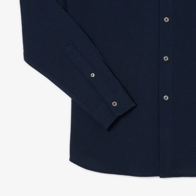 Slim fit-skjorta i bomullspiqué för herr