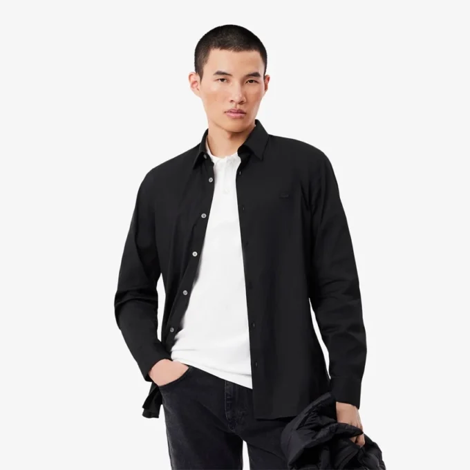Slim fit-skjorta i stretch med knappar för herr Slim fit-skjorta i stretch med knappar för herr