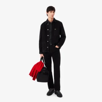 Slim fit-skjorta i stretch med knappar för herr