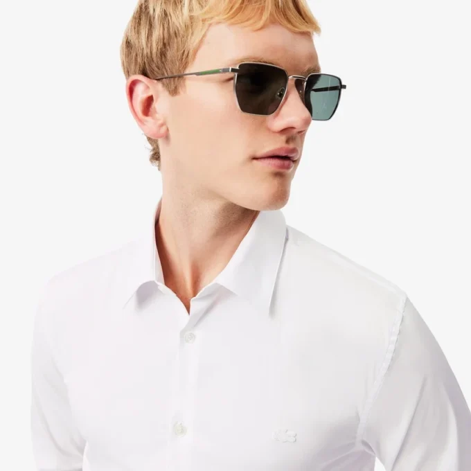 Slim fit-skjorta i stretch med knappar för herr Slim fit-skjorta i stretch med knappar för herr