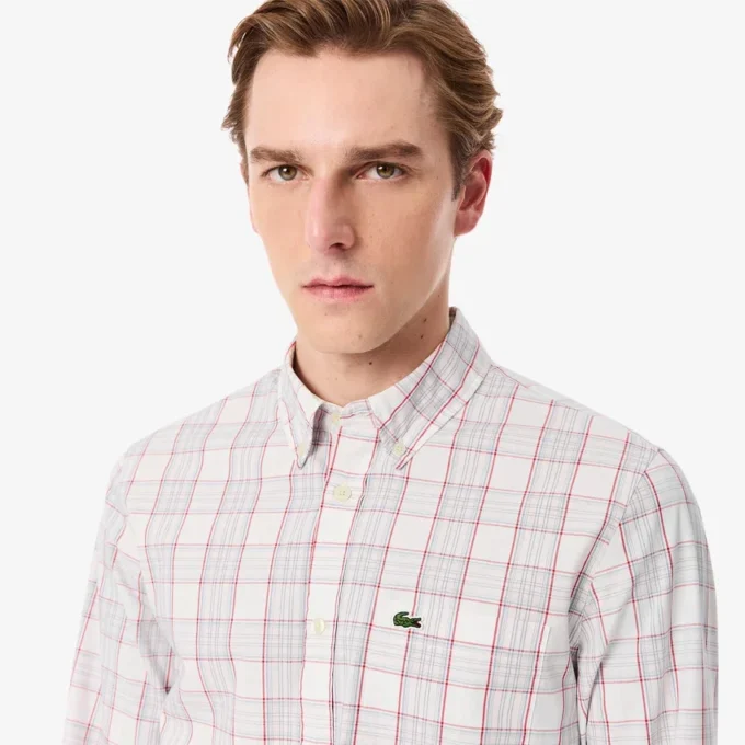 Slim fit-skjorta i stretch med rutmönster för herr Slim fit-skjorta i stretch med rutmönster för herr